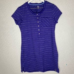 Title Nine Purple Striped Selkie Athletic Tunic Dress Snaps Zip Pocket Size M